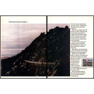 1985 Amtrak Passenger Train Railway 2 Page Vintage Print Ad Mountain Pass Photo